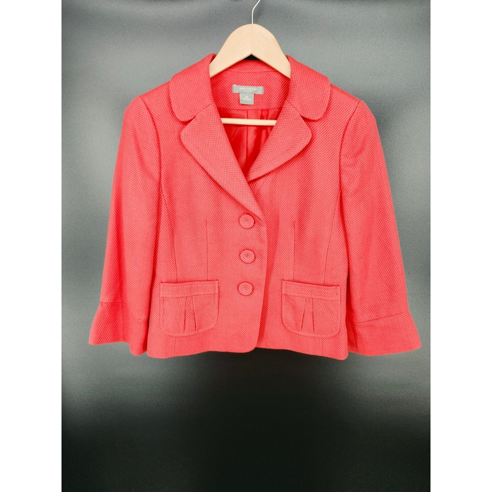 Ann Taylor Petites Rose Pink Basketweave Textured Blazer Jacket Size 8P